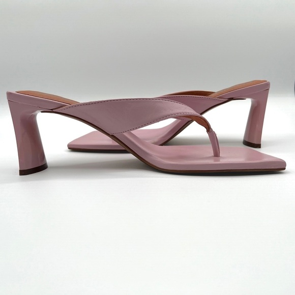 L’Intervalle pink  mule open toe sandals pastel square toe strappy leather heels - Picture 14 of 15